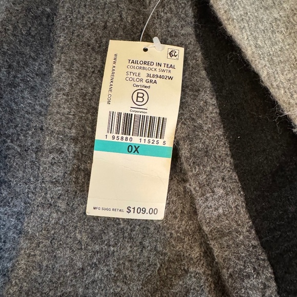 KAREN KANE Colorblock Funnel Neck Sweater Cabincore Nordic Cozy 0x - Picture 5 of 7